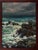 This oil on canvas artwork captures a tumultuous coastal scene, where dark storm clouds loom over crashing waves that...