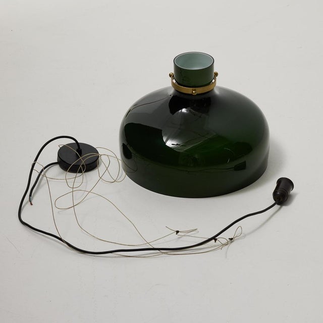 Antique French Green Glass Hanging Lamp For Sale - Image 11 of 15