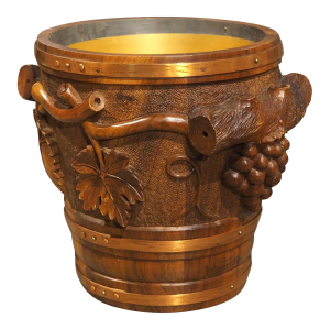 Early 1900s French Black Forest Style Champagne Bucket, Signed Boutillon