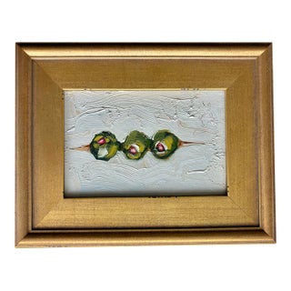 2025 Skewered Olives Oil Painting in New Plein Air Frame For Sale