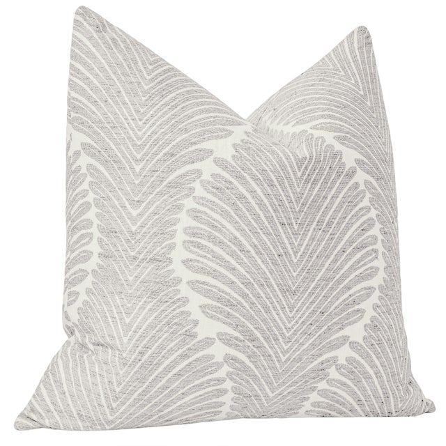 Contemporary 22" Dove Grey Musgrove Chenille Pillows - A Pair For Sale - Image 3 of 4