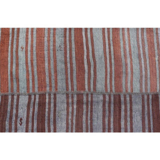Mid 20th Century Vintage Turkish Tribal Kilim Rug With Rich Multicolored Stripes 6'5 X 10'4 For Sale - Image 5 of 9