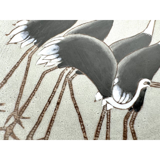 1960s Vintage Hand-Decorated Porcelain Bowl With Cranes by Nora Fenton Hong Kong For Sale - Image 5 of 11