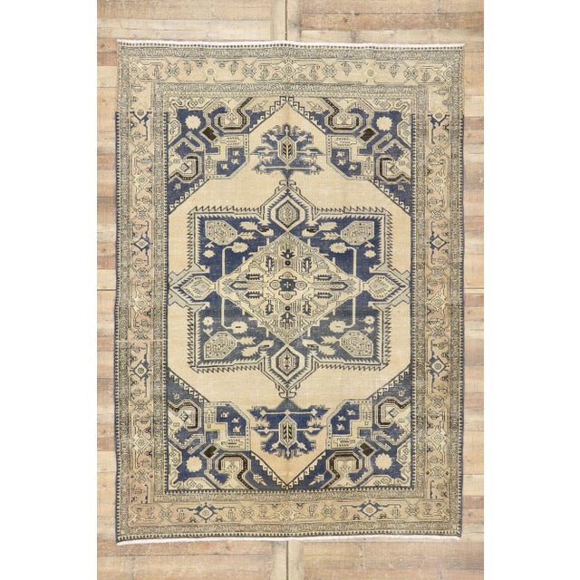 Antique-Worn Persian Viss Rug - 06'11 X 09'10 For Sale - Image 10 of 11