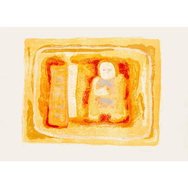 Orangish Figure - Original Litograph by Sami Burhan - 1969 1969 For Sale