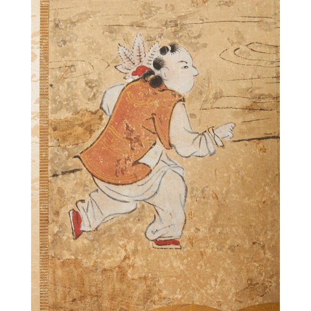 19th Century Japanese Edo Screen Kano School Garden Terrace For Sale - Image 9 of 12