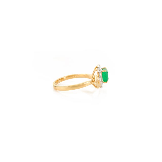 18k Gold Open Diamond Emerald Bypass Ring Size 5 For Sale In New York - Image 6 of 12