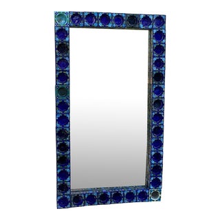 One of a Kind Hand Painted Ceramic Tile Mirror For Sale