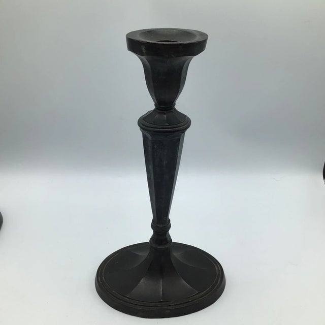 Bronze Georgian Style Candle Holders - A Pair For Sale - Image 10 of 13