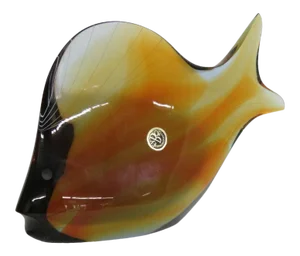 Exbor Bohemian Czech Rozinek Honzik Amber Art Glass Fish Sculpture