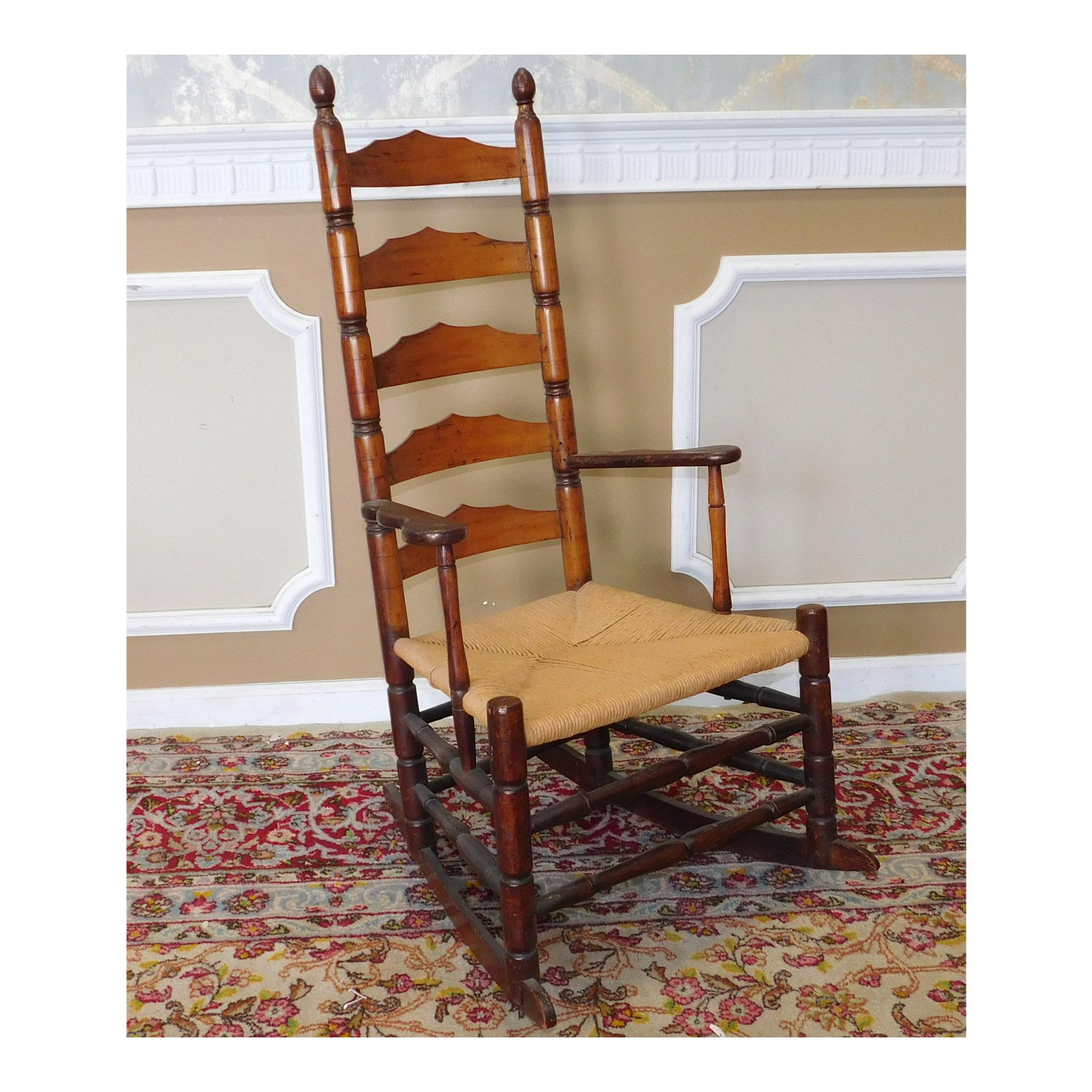Antique 19th Century New England Maple Shaker Ladder Back Rocker Rocking Chair C1830 Chairish