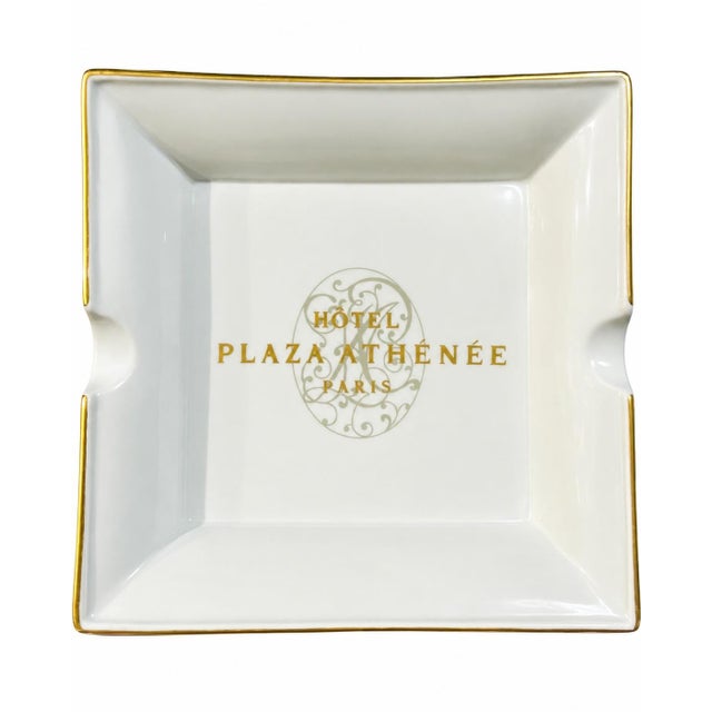 Vintage Hotel Plaza Athénée Paris Porcelain Ashtray Catchall Dish For Sale In Washington DC - Image 6 of 9
