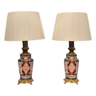 Japanese Imari Porcelain Lamps, Set of 2 For Sale