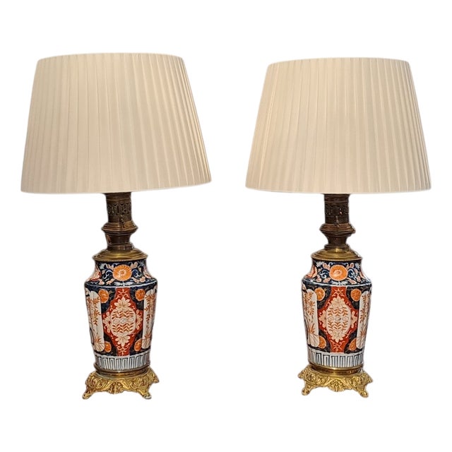 Japanese Imari Porcelain Lamps, Set of 2 For Sale