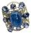 Bochic “Orient” Natural Diamond & Tanzanite Cocktail Ring Set In 18K Gold & Silv For Sale