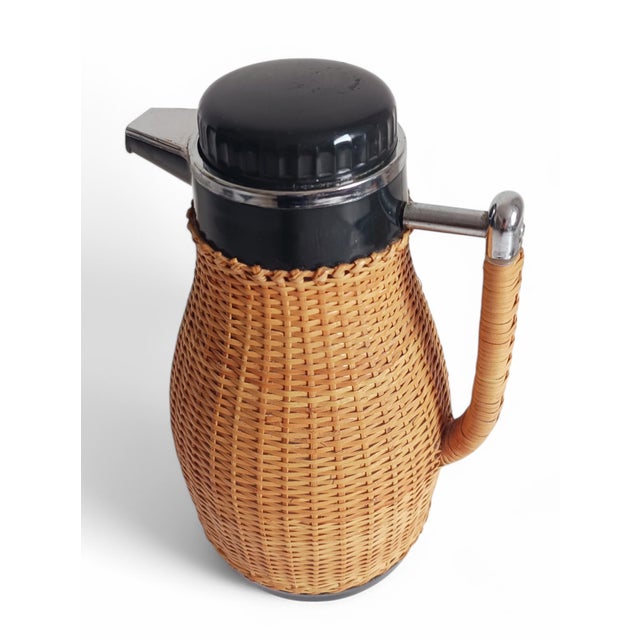 Mid-Century Wicker Lined Thermos Pitcher, Sweden, 1960s For Sale - Image 6 of 11