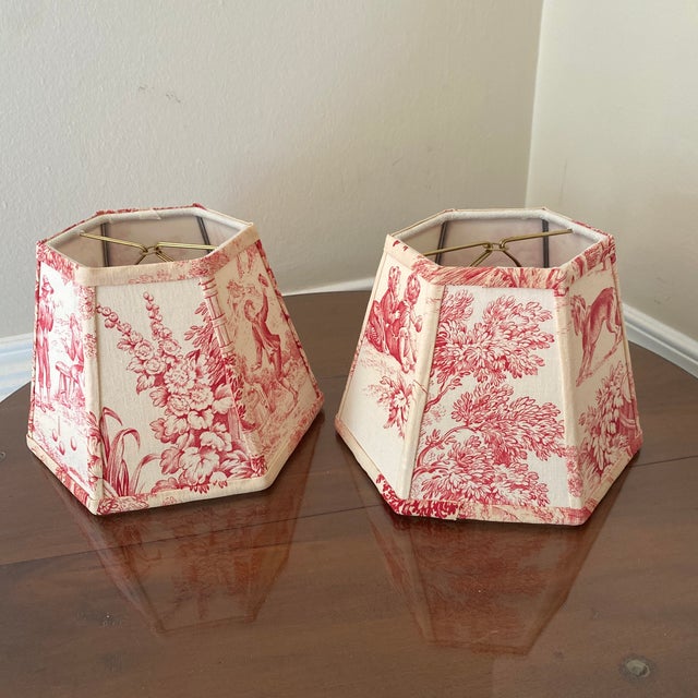 Beautiful French style hand crafted lamp shades in great condition, great look a size to them.