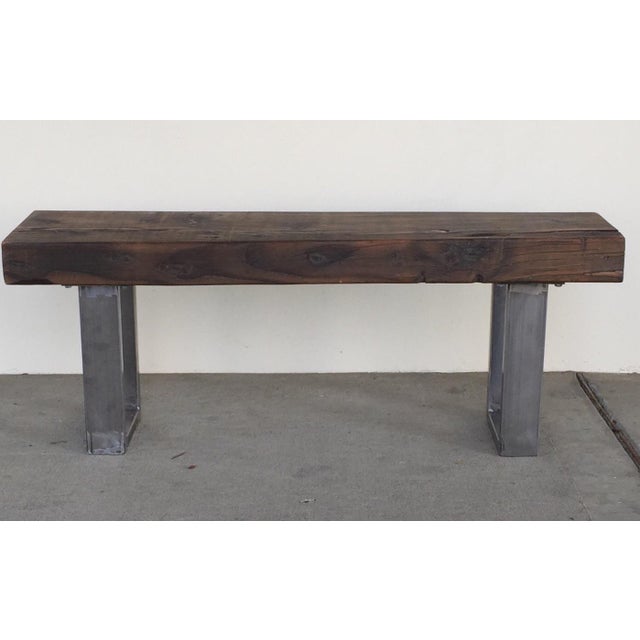 Rustic Modern Reclaimed Wood Bench | Chairish