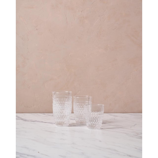 Handblown Pienza Rice Patterned Tumbler Glasses by Il Buco Vita in Clear Glass, Set of Six For Sale - Image 4 of 9