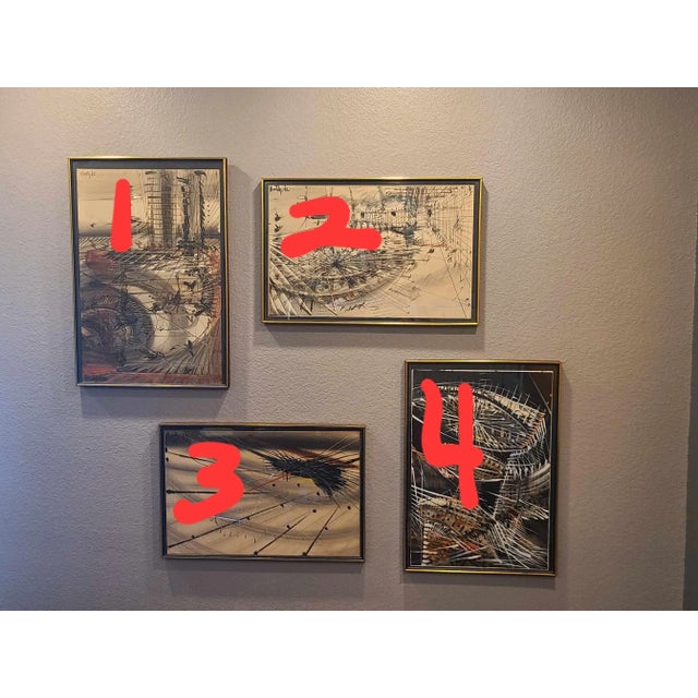 Mid 20th Century Philipp Weichberger Mid-Century Modern Abstract Gouache Painting Collection - Set of 4, Framed For Sale - Image 12 of 12