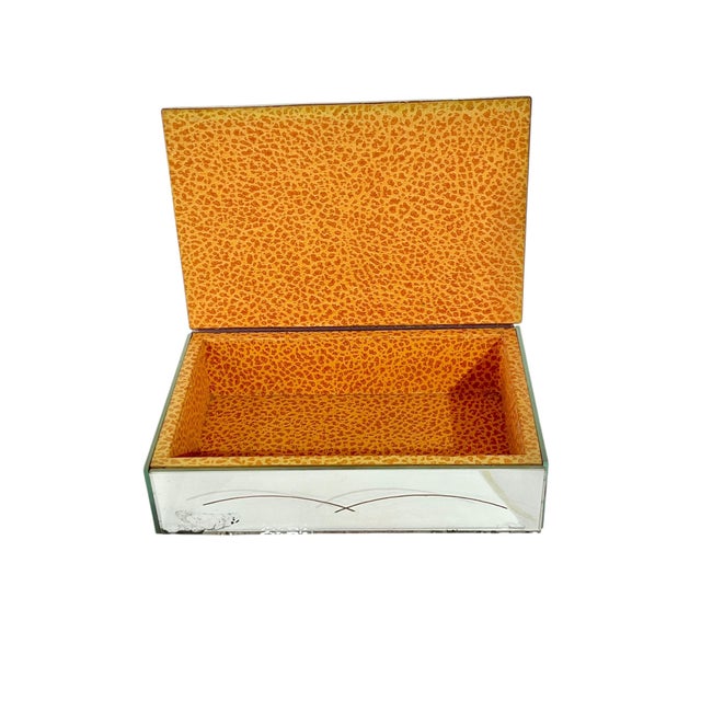 Vintage French Art Deco Eglomise Mirror Glass Cigarette Box For Sale - Image 10 of 12