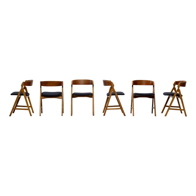 Model 71 Dining Chairs in Teak by Henning Kjærnulf, 1960s, Set of 6 For Sale