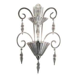 Scenographic Venetian Rigadinwall Sconce in Trasparent Murano Glass by Simoeng for Simoeng For Sale
