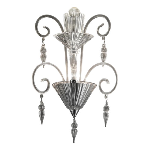 Scenographic Venetian Rigadinwall Sconce in Trasparent Murano Glass by Simoeng for Simoeng For Sale