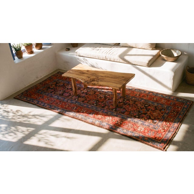 Textile 1900s Brown Geometric Tribal Antique W. Persian Kurdish Rug 4' X 8'9" Handknotted Wool Carpet For Sale - Image 7 of 9