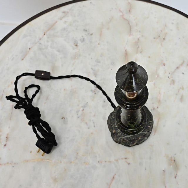 Early 20th Century Vintage English Cornish Serpentine Stone Lighthouse Lamp For Sale - Image 5 of 7