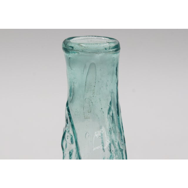 Glass C. 1840-60 American Dark Aquamarine Glass Cologne Bottle For Sale - Image 7 of 8
