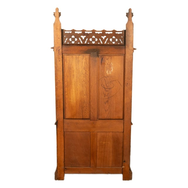 Antique 19thC French Carved Oak Gothic Revival Throne Storage Chair Seat 1880 For Sale - Image 10 of 13