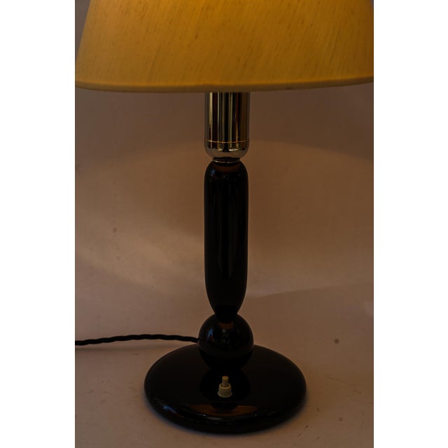 Large Art Deco Wooden Table Lamp with Fabric Shade, Vienna, 1930s For Sale - Image 11 of 12