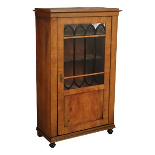 Antique Biedermeier Glass Door Walnut Bookcase For Sale