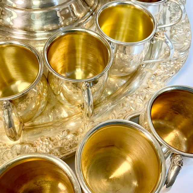 1940s Vintage Hollywood Regency Empire Towle Silver Plate Punch Bowl Set - 23 Pieces For Sale - Image 11 of 18