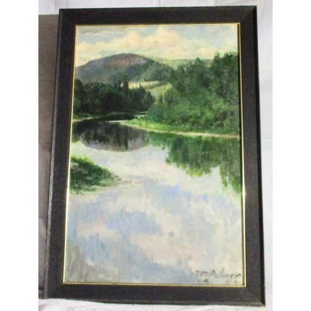 J M Palmer 1900 Landscape Arts and Crafts Oil Painting Dated 1900 For Sale - Image 9 of 9