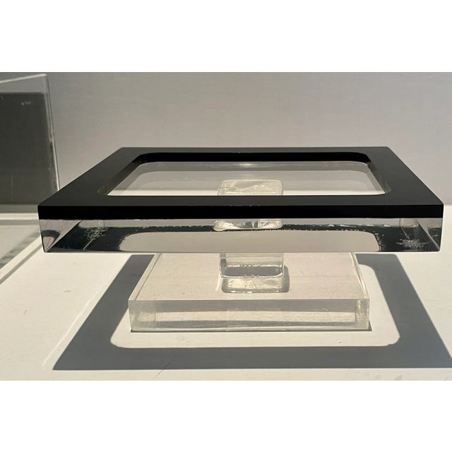 Transparent Mid 20th Century Lucite Tissue Box and Soap Stand Polished Black and Clear - Set of 2 For Sale - Image 8 of 12
