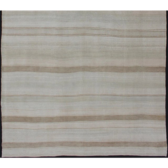 Turkish Large Gallery Runner Vintage Turkish Kilim Stripes in Light Camel and Neutral Tone For Sale - Image 3 of 12