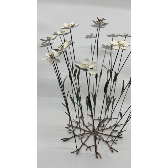 Vintage Tole Kinetic Sculpture of White Flowers With a Bee For Sale - Image 10 of 12