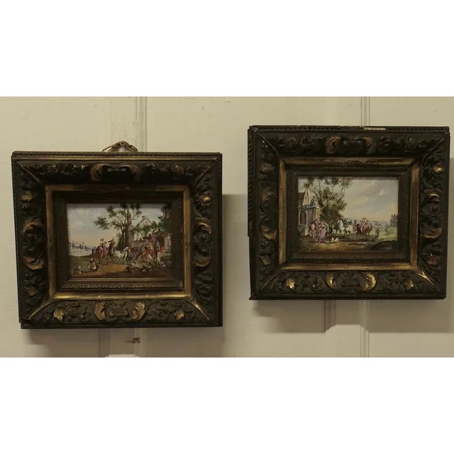 French Painted Porcelain Plaques by P W, 1800s, Set of 2 For Sale - Image 9 of 9