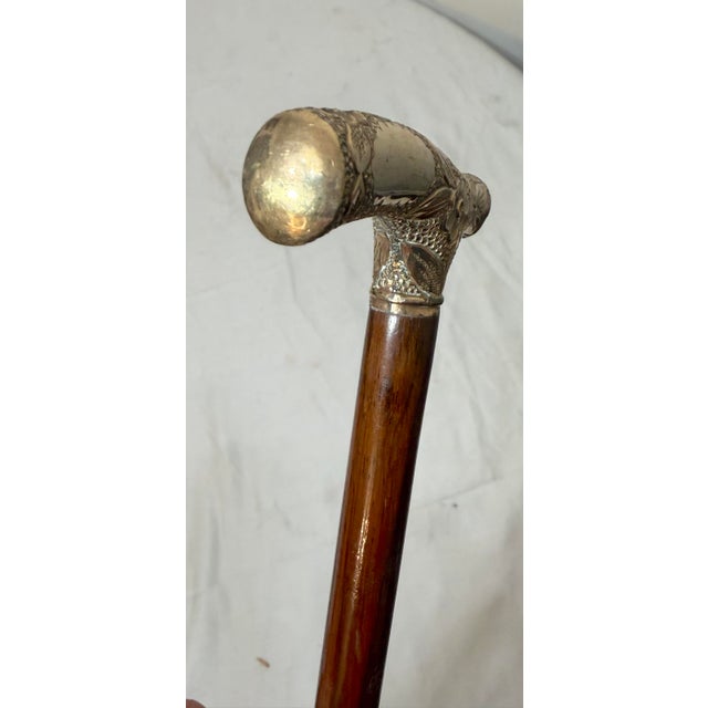 Antique 19th Century Victorian Chased Yellow Gold Filled Wood Walking Stick Cane For Sale In New York - Image 6 of 13