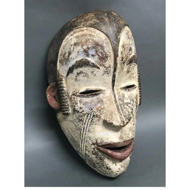 African African Bacongo Antique Wooden Mask With Stand For Sale - Image 3 of 6