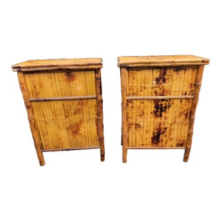 Set of Two Bamboo Nightstands For Sale
