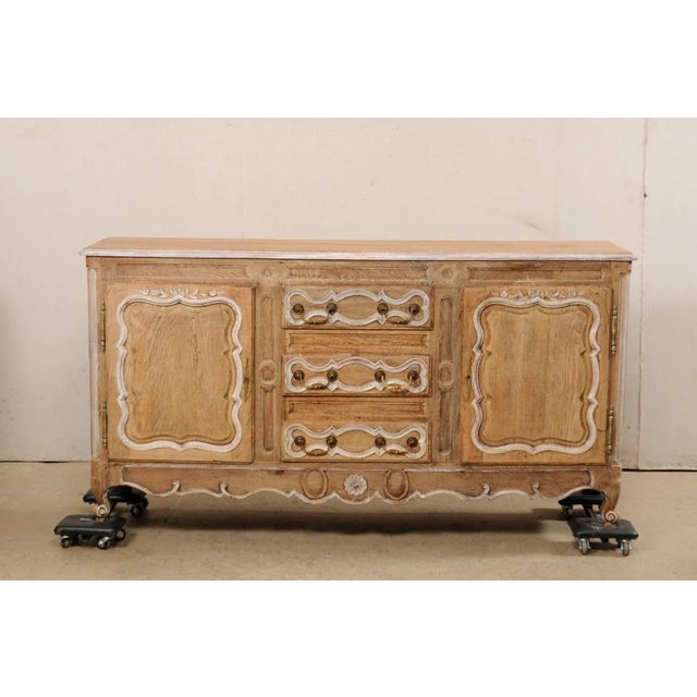 19th Century Neoclassical Period French Bleached-Oak Buffet Cabinet W/Center Drawers For Sale - Image 5 of 12