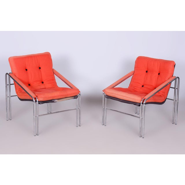 20th Century Seating Set with Table in Chrome & Glass, Slovakia, 1970s, Set of 3 For Sale - Image 14 of 15