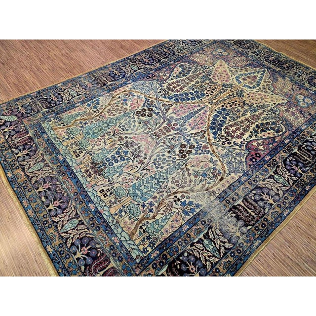 Antique Kerman Lawar Rug For Sale - Image 6 of 11