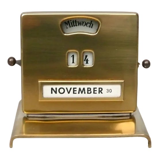 Bauhaus Eternal Calendar in Brass by Jakob Maul, 1930s | Chairish