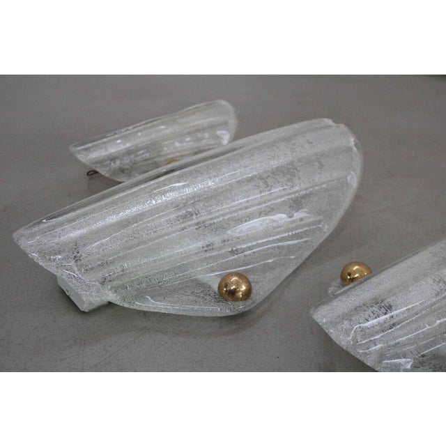 1960s Space Age Ice Glass Wall Lights in Murano Glass from Hillebrand, 1970s, Set of 3 For Sale - Image 5 of 10