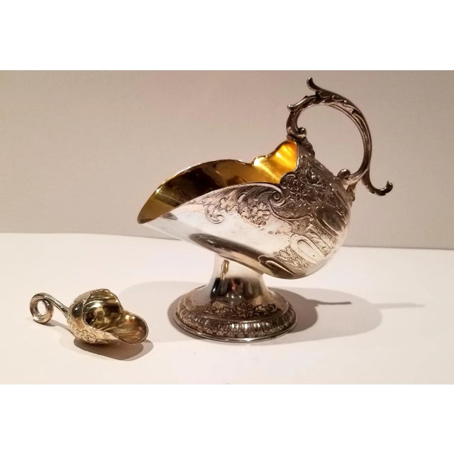 "Georgian" Silver Plate Punch Bowl Ladle and Sugar Scuttle For Sale - Image 9 of 11
