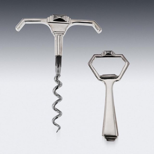 20th Century English Silver Wine Corkscrew & Bottle Opener, 1941, Set of 2 For Sale - Image 3 of 13
